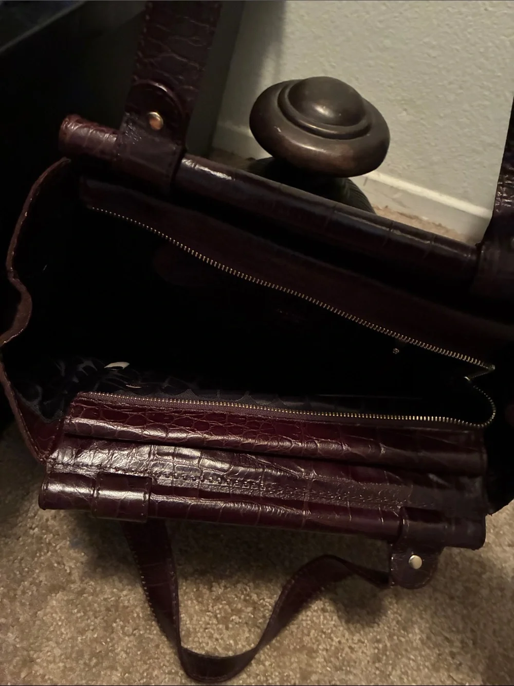 kate spade Dark Brown Suede and Croc-Trim Tote